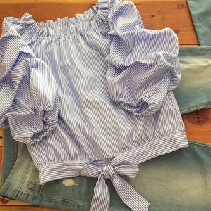 Habitual Joyce Girls Striped and Gathered Top